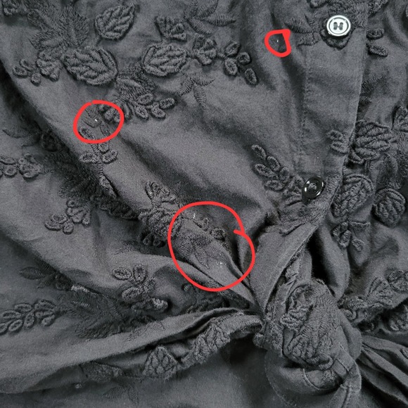 & Other Stories Voluminous Floral Applique Blouse Womens 10 Black Victorian Dark - Picture 5 of 8